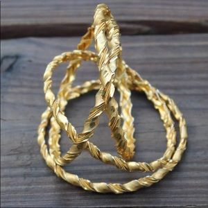 Gold Plated Ethnic Bangles Gift Set Vintage Summer